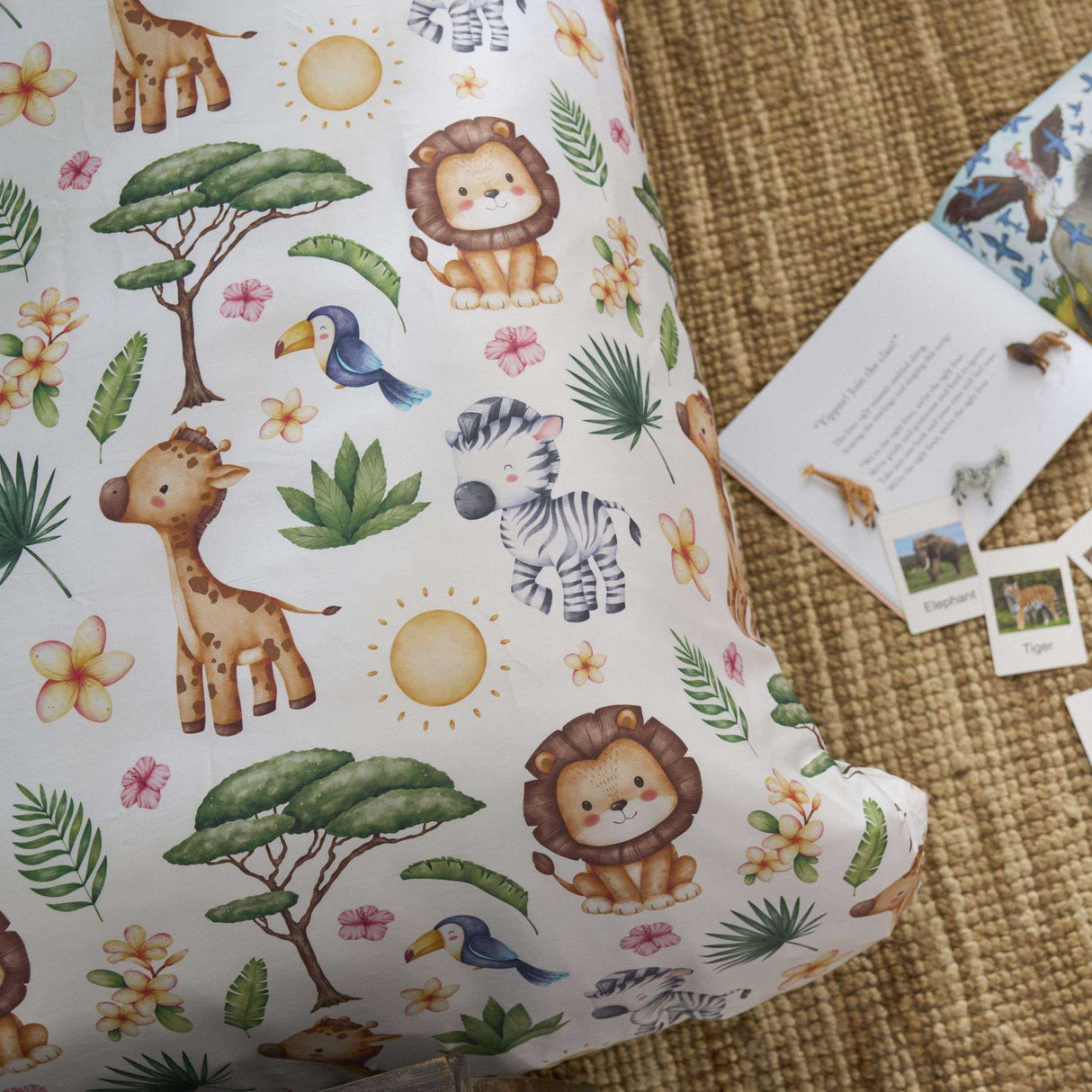 Safari Friends Kids Quilt Cover Set including educational booklet