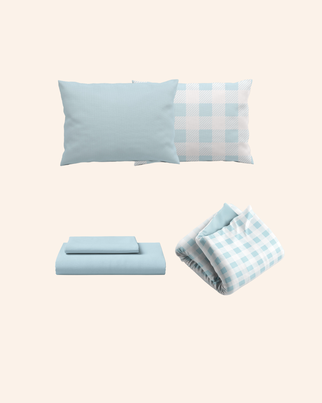 Caribbean Blue Check Bedding Bundle