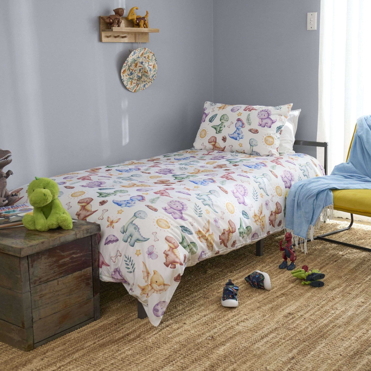 Magical Dinosaur Reversible Kids Quilt Cover Set & Educational Booklet for Curious Kids