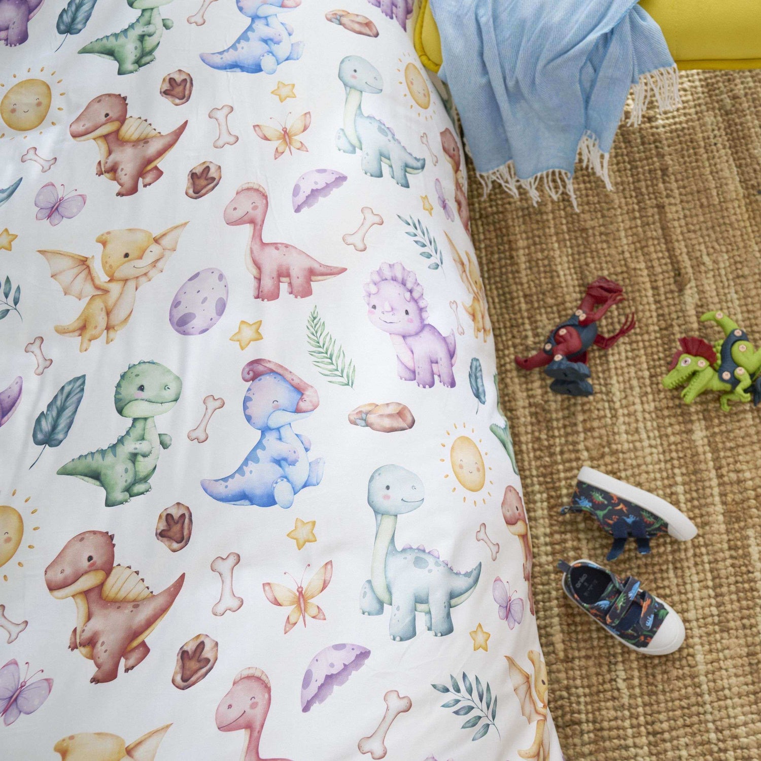 Magical Dinosaur Reversible Kids Quilt Cover Set & Educational Booklet for Curious Kids