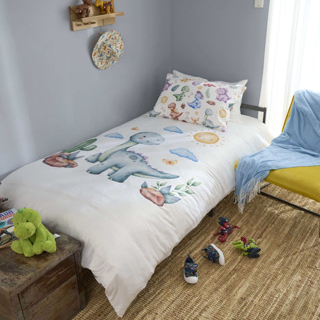 Magical Dinosaur Reversible Kids Quilt Cover Set & Educational Booklet for Curious Kids