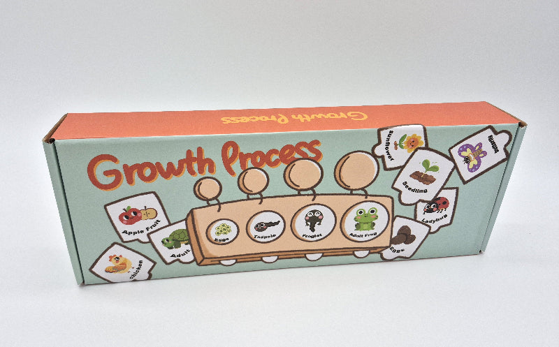 Box labeled 'Growth Process' with illustrations of a frog's life cycle on a white background