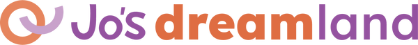 Logo of Jo's Dreamland with colorful text on a white background