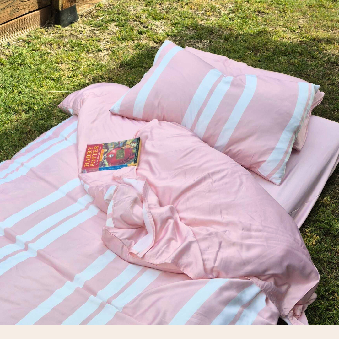 Striped Rose Quartz Pink Pillowcase