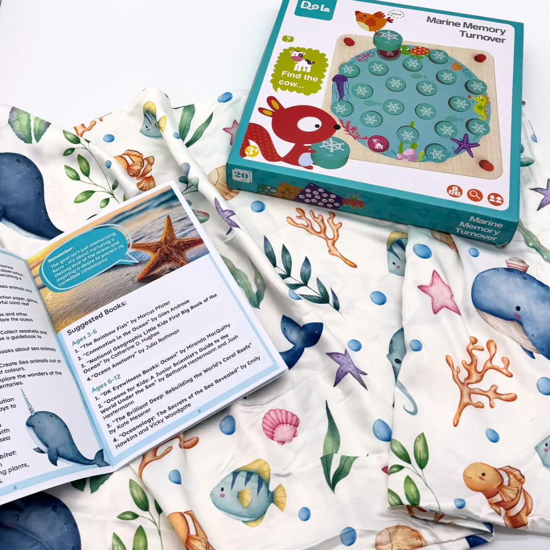 Ocean Animals Quilt Cover & Memory Game Bundle