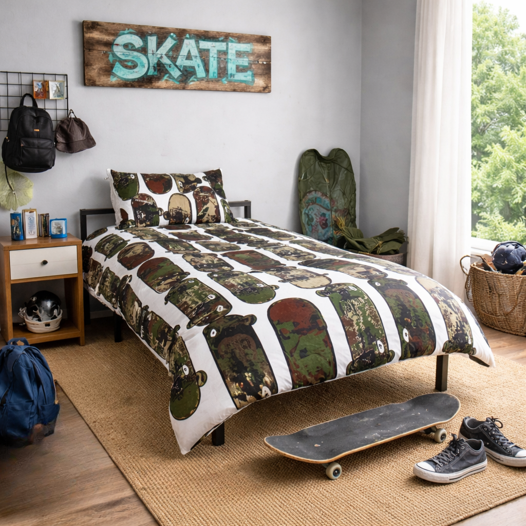 Reversible Skateboarding Kids Quilt Cover Set