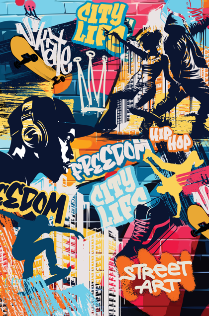 Urban Street Art Quilt Cover Set for Teens  - Organic Cotton Bedding with Educational Booklet