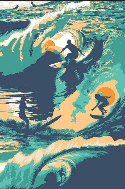 Reversible Surfing Kids Quilt Cover Set + Surf Skills Booklet