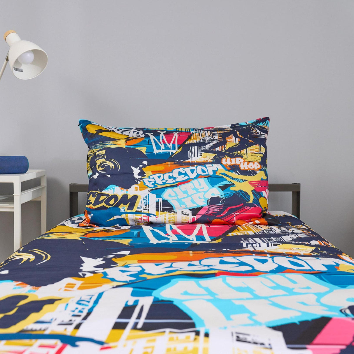 Urban Street Art Quilt Cover Set for Teens  - Organic Cotton Bedding with Educational Booklet