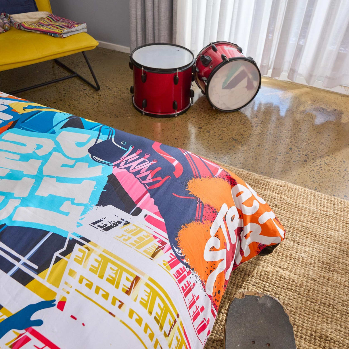 Urban Street Art Quilt Cover Set for Teens  - Organic Cotton Bedding with Educational Booklet