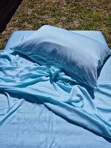 Sky Blue 100% Bamboo Fibre Fitted Sheet Set