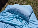 Sky Blue 100% Bamboo Fibre Fitted Sheet Set