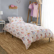 Bedding set with ballerina design in a bedroom setting