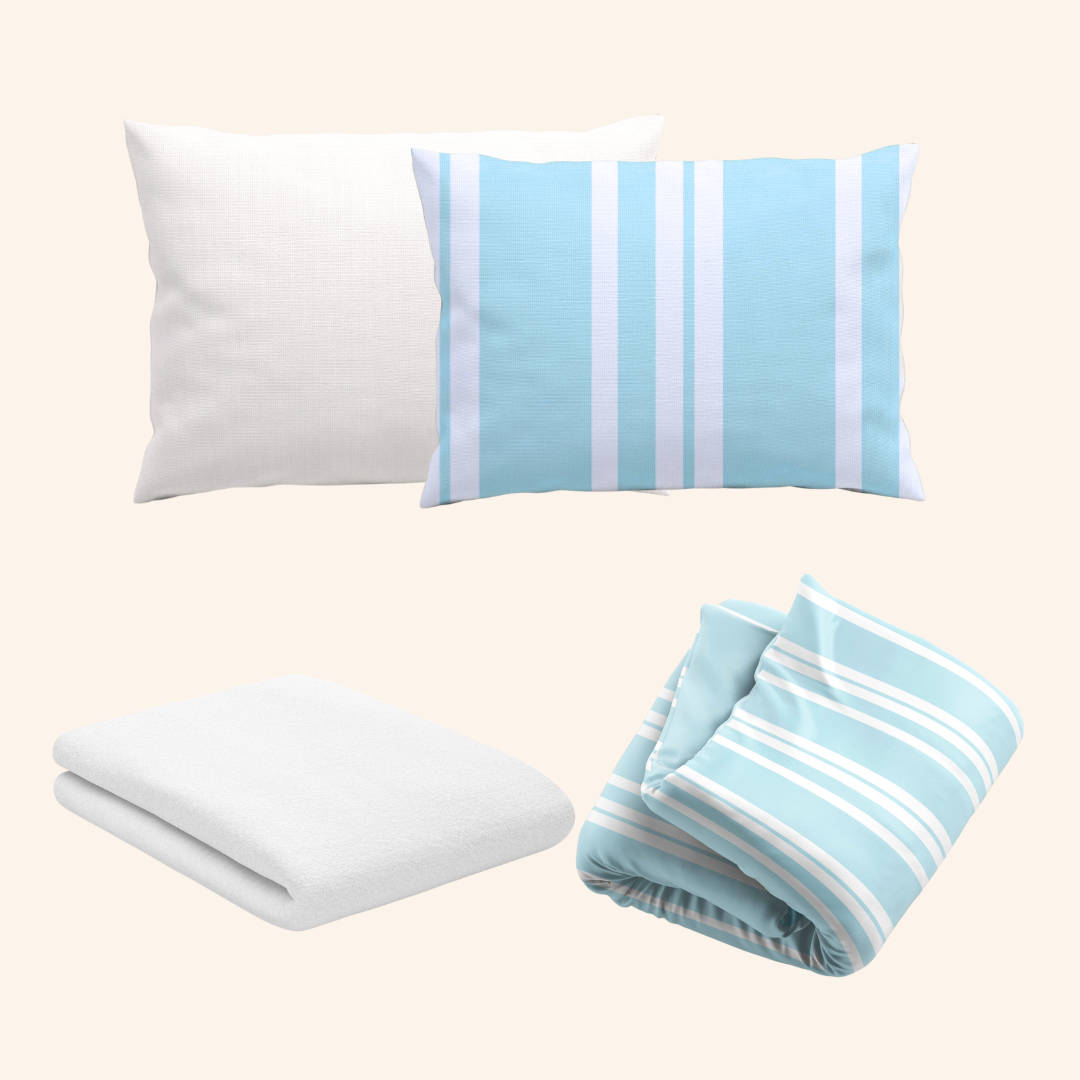 Caribbean Blue Stripes Bedding Bundle