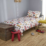 Race Car Dreams Kids Reversible Quilt Cover Set with learning booklet