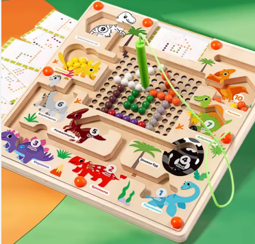 Dinosaur Magnetic Maze - Montessori Wooden Learning Board