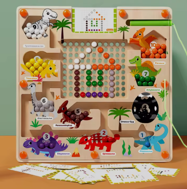 Dinosaur Magnetic Maze - Montessori Wooden Learning Board
