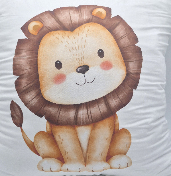 Cartoon lion character on a white background