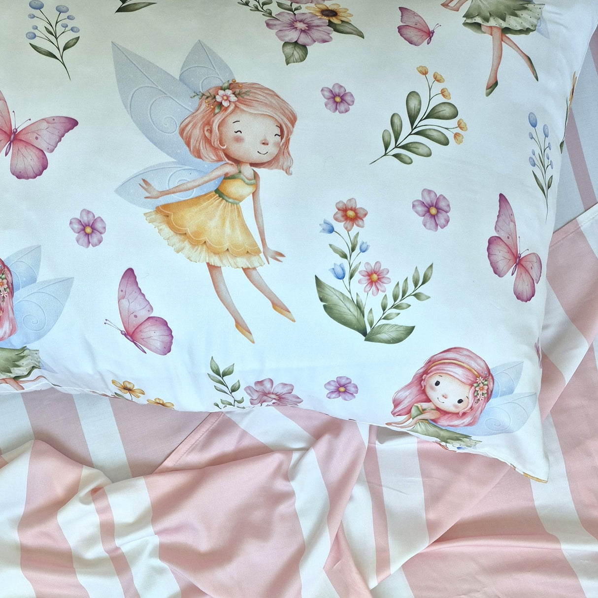 Giggle Pink and White Stripe 100% Bamboo Fibre Flat Sheet
