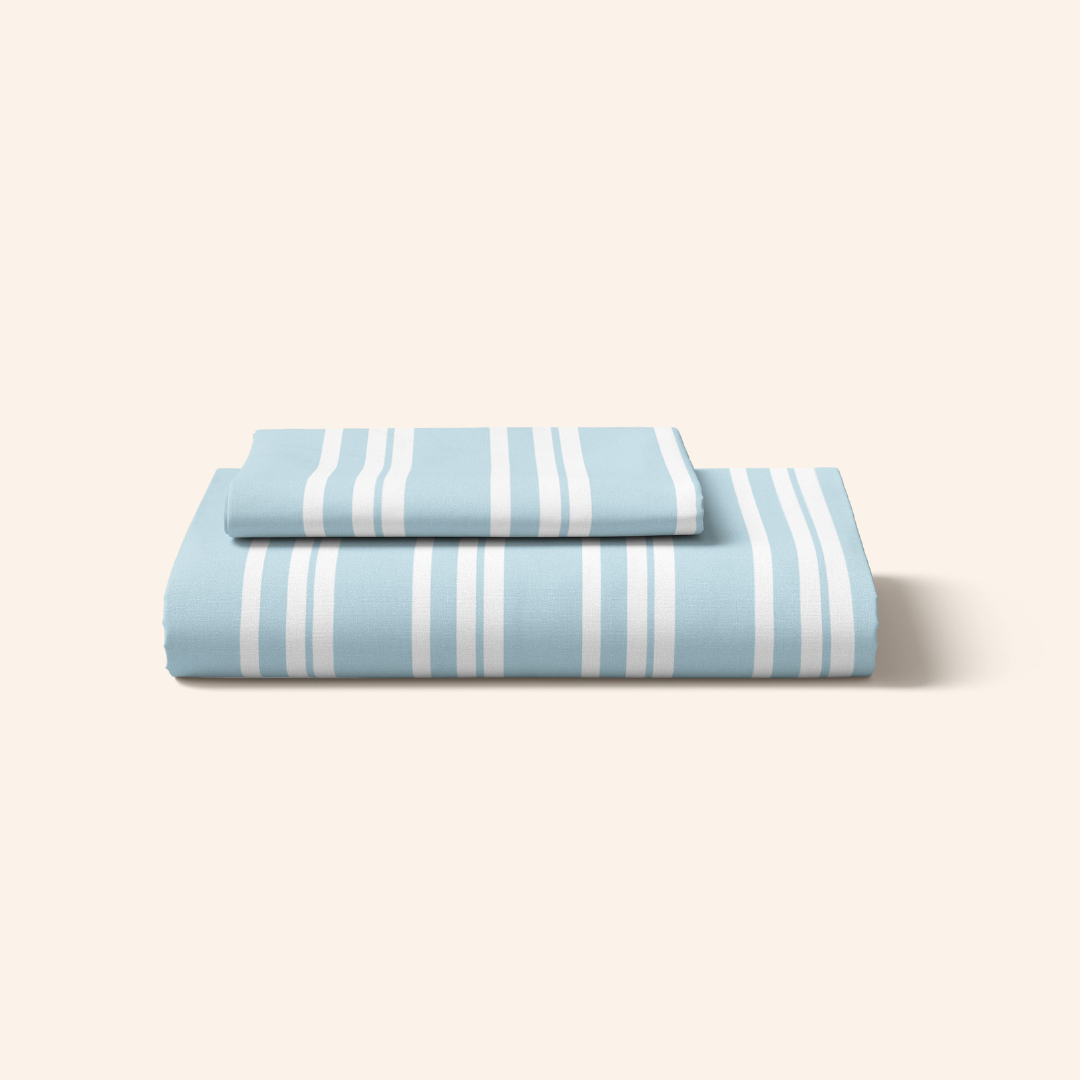 Caribbean Blue Striped Fitted Sheet Set