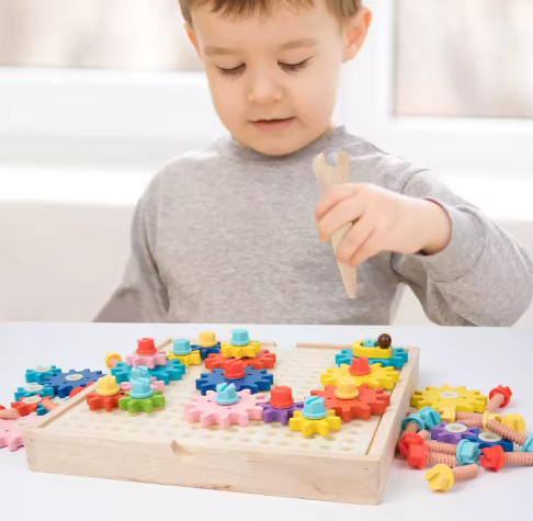 Montessori Wooden Gear Builder Game