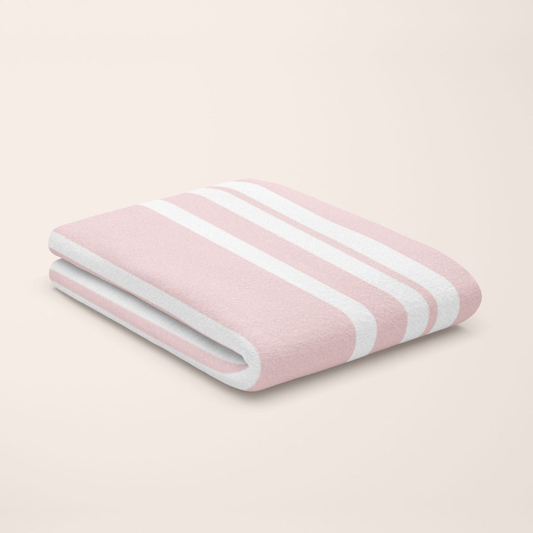 Rose Quartz Pink and White Stripe Bamboo Flat Sheet