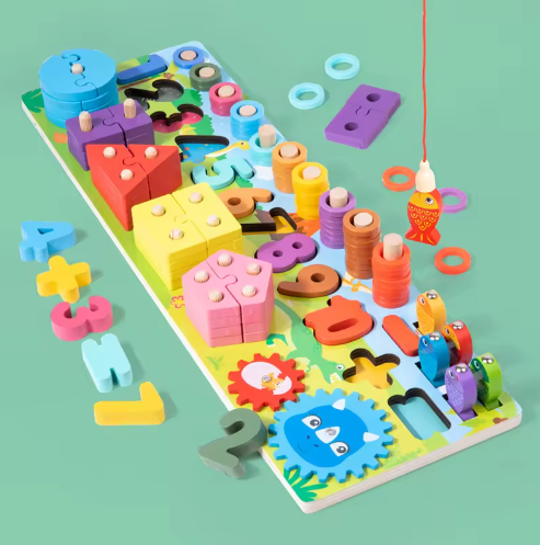 Wooden Fishing & Shape Sorting Board - Montessori Learning Toy