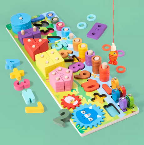 Wooden Fishing & Shape Sorting Board - Montessori Learning Toy