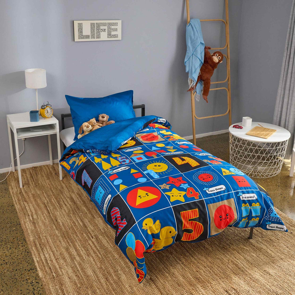 Snuggle & Learn Math Kids Quilt Cover Set - Includes fun maths activity booklet
