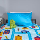 Playful Road & Toy Themed Kids Quilt Cover Set with Educational Booklet
