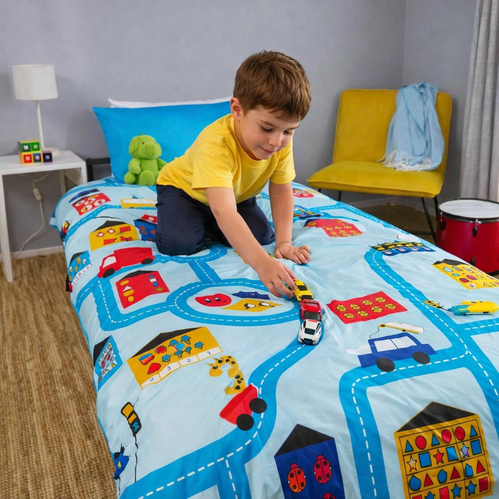 Playful Roads & Toys Math Adventure Quilt Cover Set