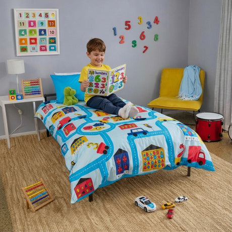 Playful Roads & Toys Math Adventure Quilt Cover Set