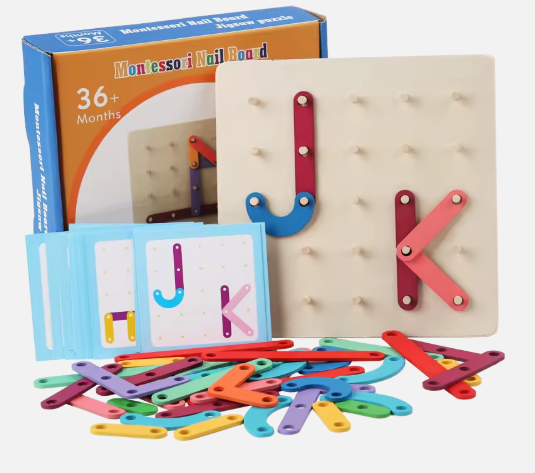 Montessori Wooden Shape & Letter Board Toy