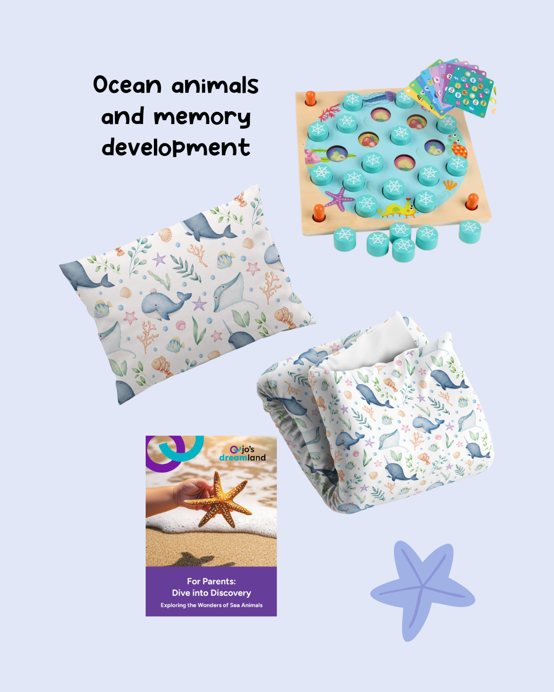 Ocean Animals Quilt Cover & Memory Game Bundle