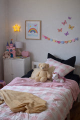 Rose Quartz Gingham Pink and White Bamboo Quilt Cover