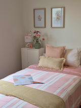 Rose Quartz Pink & White Striped Bamboo Quilt Set