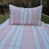 Giggle Pink & White Striped Bamboo Quilt Set - Soft Reversible Bedding