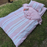 Giggle Pink & White Striped Bamboo Quilt Set - Soft Reversible Bedding
