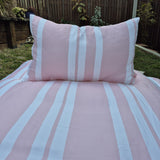 Rose Quartz Pink & White Striped Bamboo Quilt Set