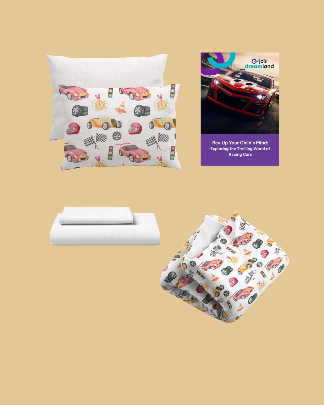 Race Car Sleep Bundle – White Sheets