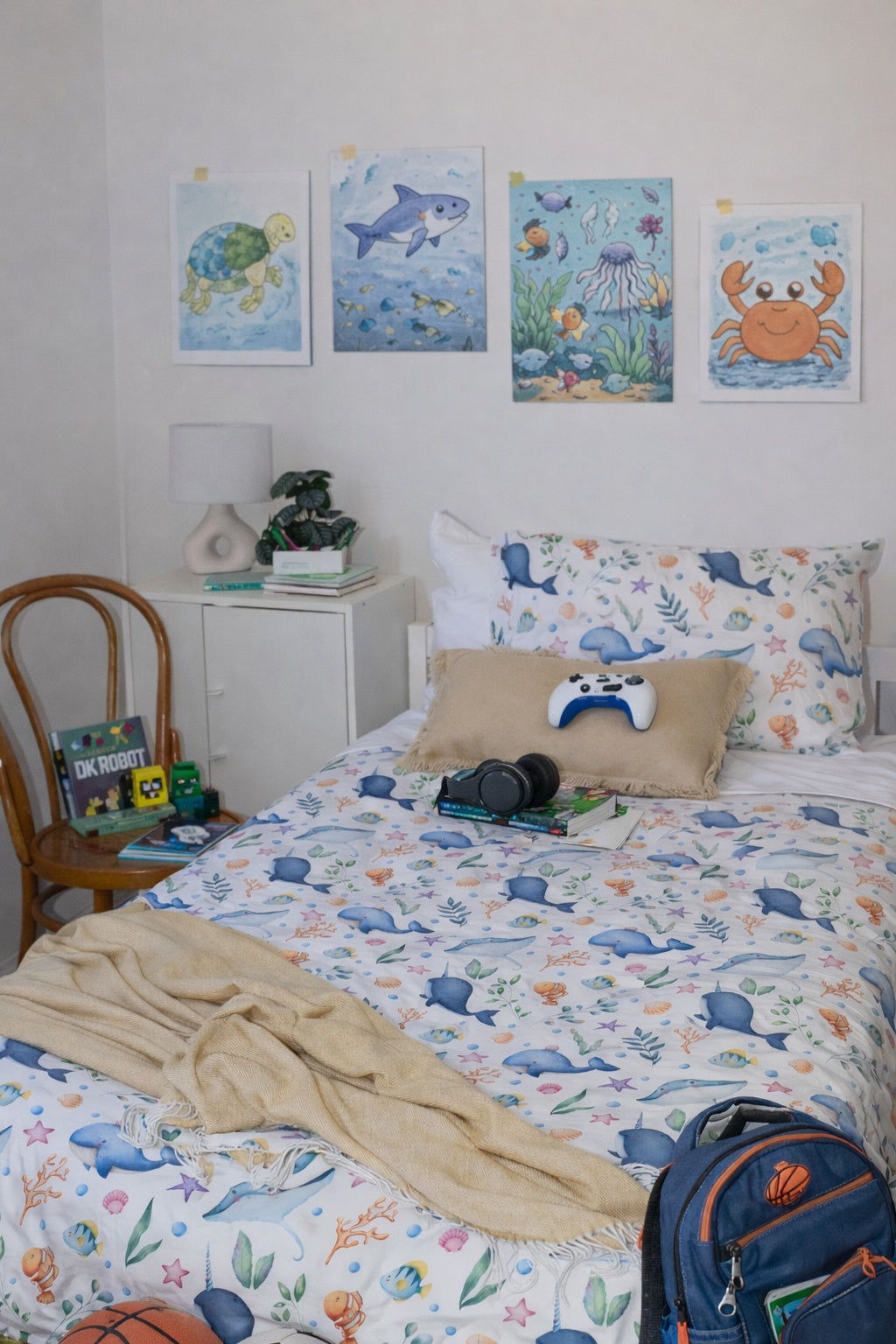 Ocean Animals Quilt Cover & Memory Game Bundle