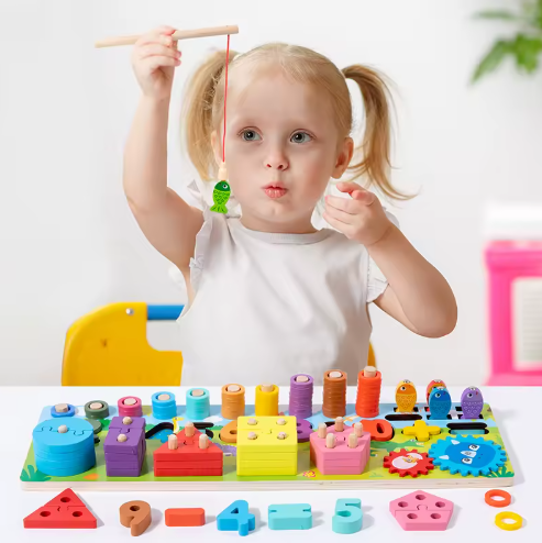 Wooden Fishing & Shape Sorting Board - Montessori Learning Toy
