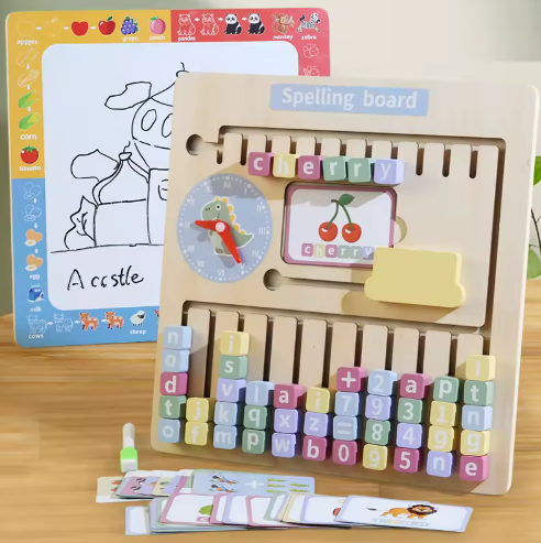 Wooden Spelling & Maths Learning Board | Early Literacy & Numeracy Toy