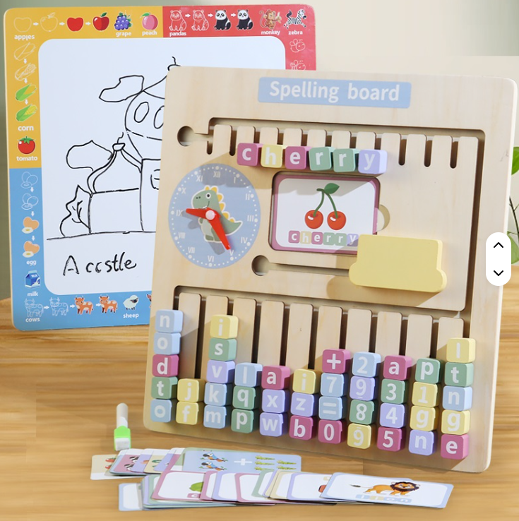 Wooden Spelling & Maths Learning Board | Early Literacy & Numeracy Toy