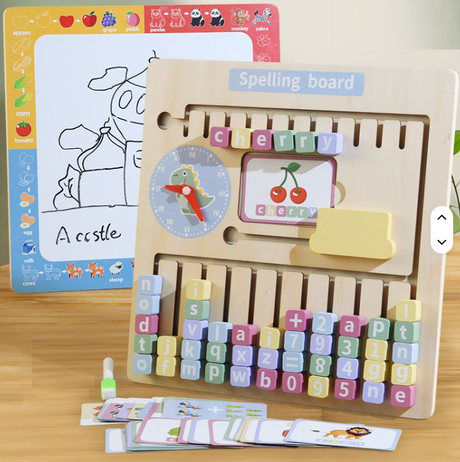 Wooden Spelling & Maths Learning Board | Early Literacy & Numeracy Toy