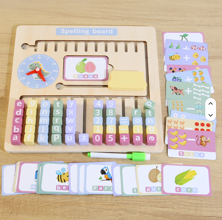Wooden Spelling & Maths Learning Board | Early Literacy & Numeracy Toy