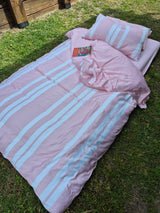 Giggle Pink & White Striped Bamboo Quilt Set - Soft Reversible Bedding