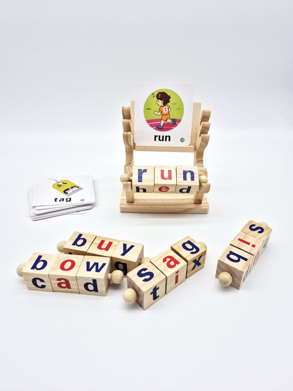 Kids Spelling Blocks - Montessori Wooden Alphabet Game for Preschool Learning