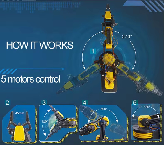 Wired Control Robot Arm DIY Kit - STEM Educational Toy for Kids