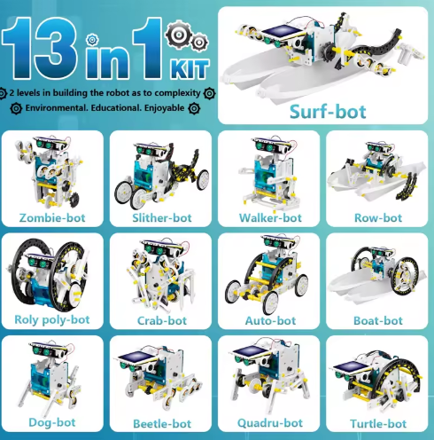 Solar Robot Kit for Kids: Build 13 Robots! | STEM Learning & Eco-Friendly Fun